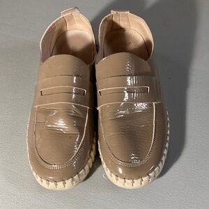 Patent Taupe Slip-On Penny Loafers